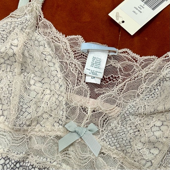 NWT Eberjey Elegant Lace Trim Sleepwear in Gray and Cream. - Picture 3 of 6